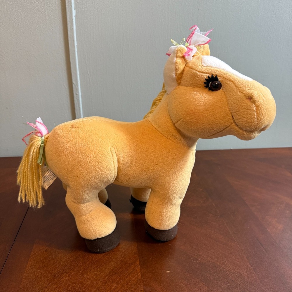 Horse Plush Cabbage Patch Kids 2005 Posable Pony Tan Stuffed Animal Ribbons